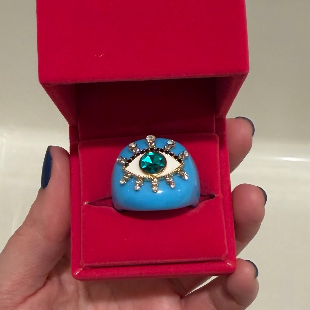 Kurt Geiger Turquoise Eye Ring with Gold Accents